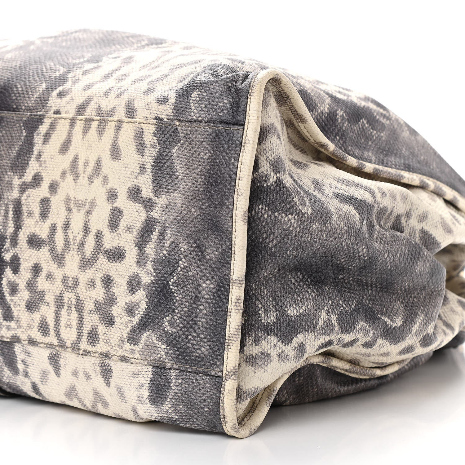 Gucci Calfskin Animalier Karung Printed Large Soft Stirrup Shoulder Bag Gray 10 of 10