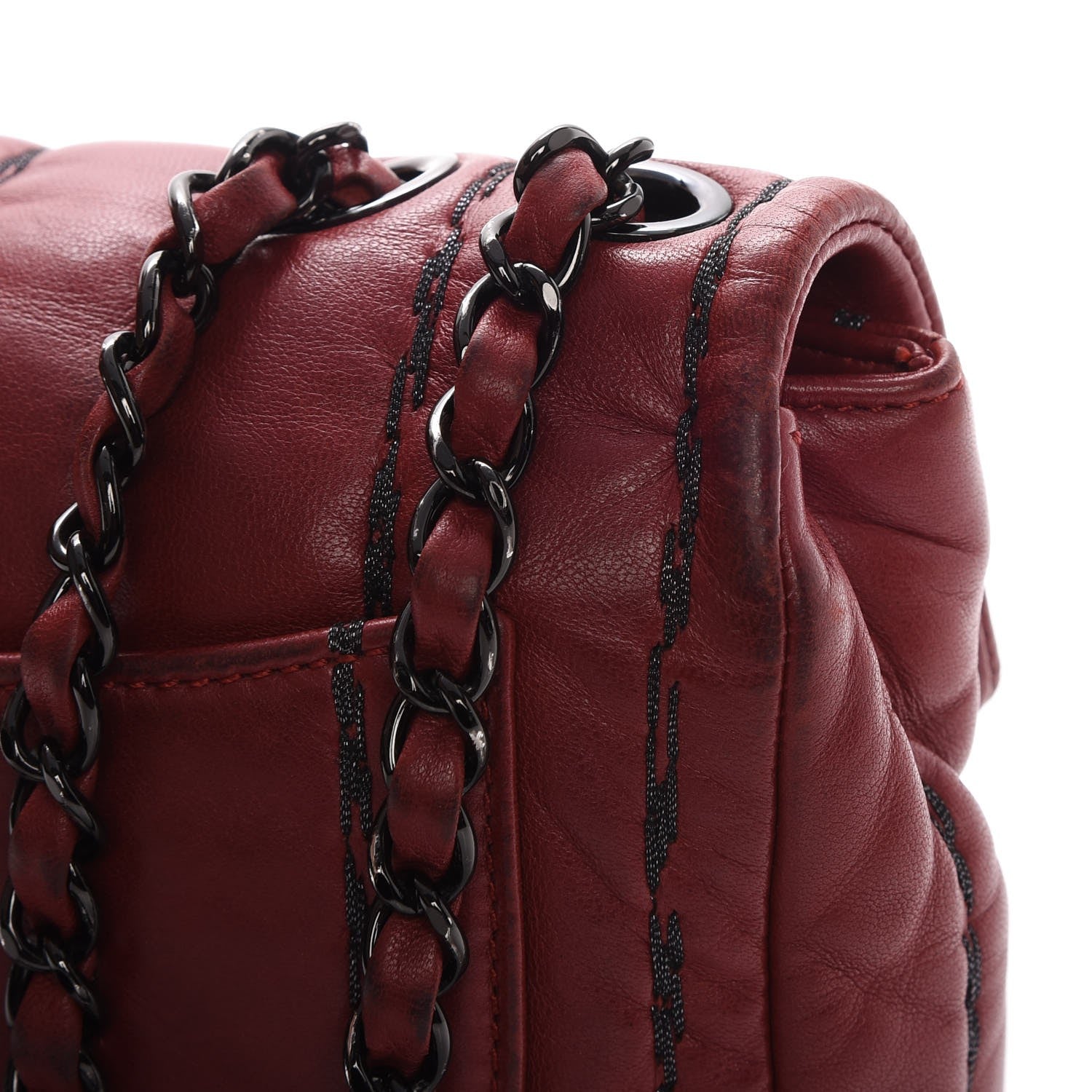 Chanel Lambskin Vertical Stitch Mini Flap Dark Red 11 of 13