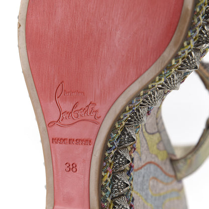 Christian Louboutin Lurex Flame Pira Ryad 110 Wedge Sandals 38 Platine Multicolor 9 of 9