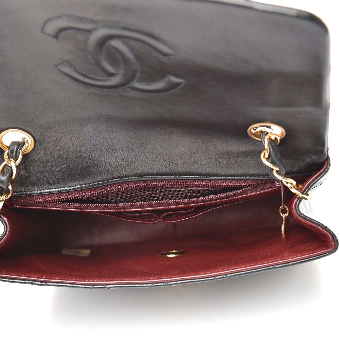 Lambskin Quilted Mini Square Flap Bag Black