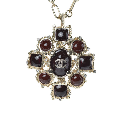 Chanel Gripoix Poured Glass CC Necklace Gold 5 of 5