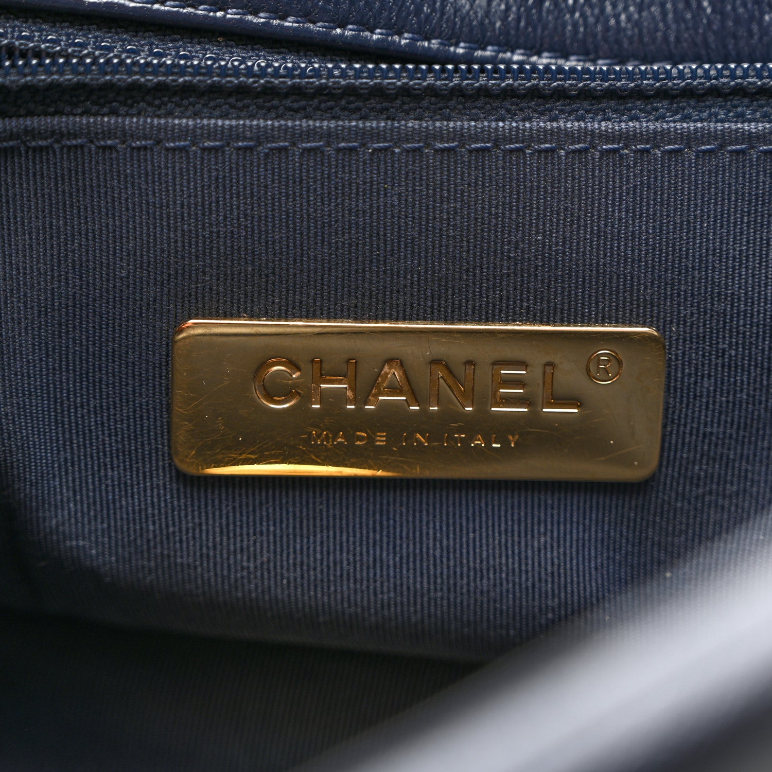 Chanel Goatskin Quilted Large Chanel 19 Flap Navy Blue 6 of 10