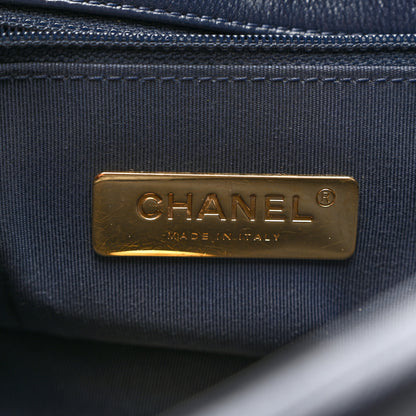 Chanel Goatskin Quilted Large Chanel 19 Flap Navy Blue 6 of 10