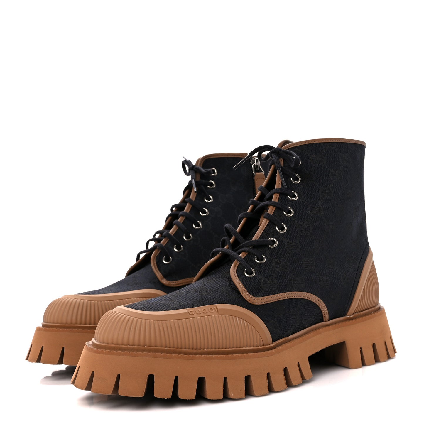 Monogram Miro Soft Calfskin Mens Lace Up Combat Boots 11 Black Koi Beige