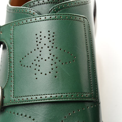 Gucci Betis Calfskin Mens Double Monk Strap Loafers 9.5 Verde 9 of 10