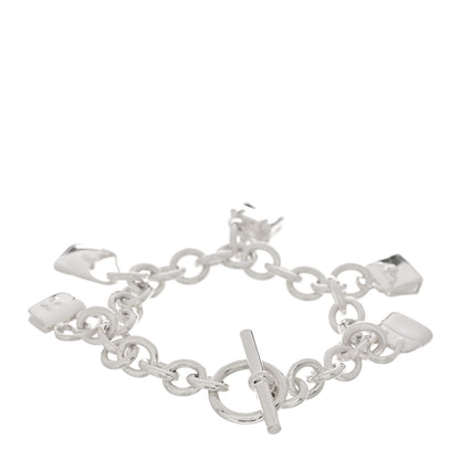 Hermes Sterling Silver Five Bags Amulette Charm Bracelet LG 2 of 4