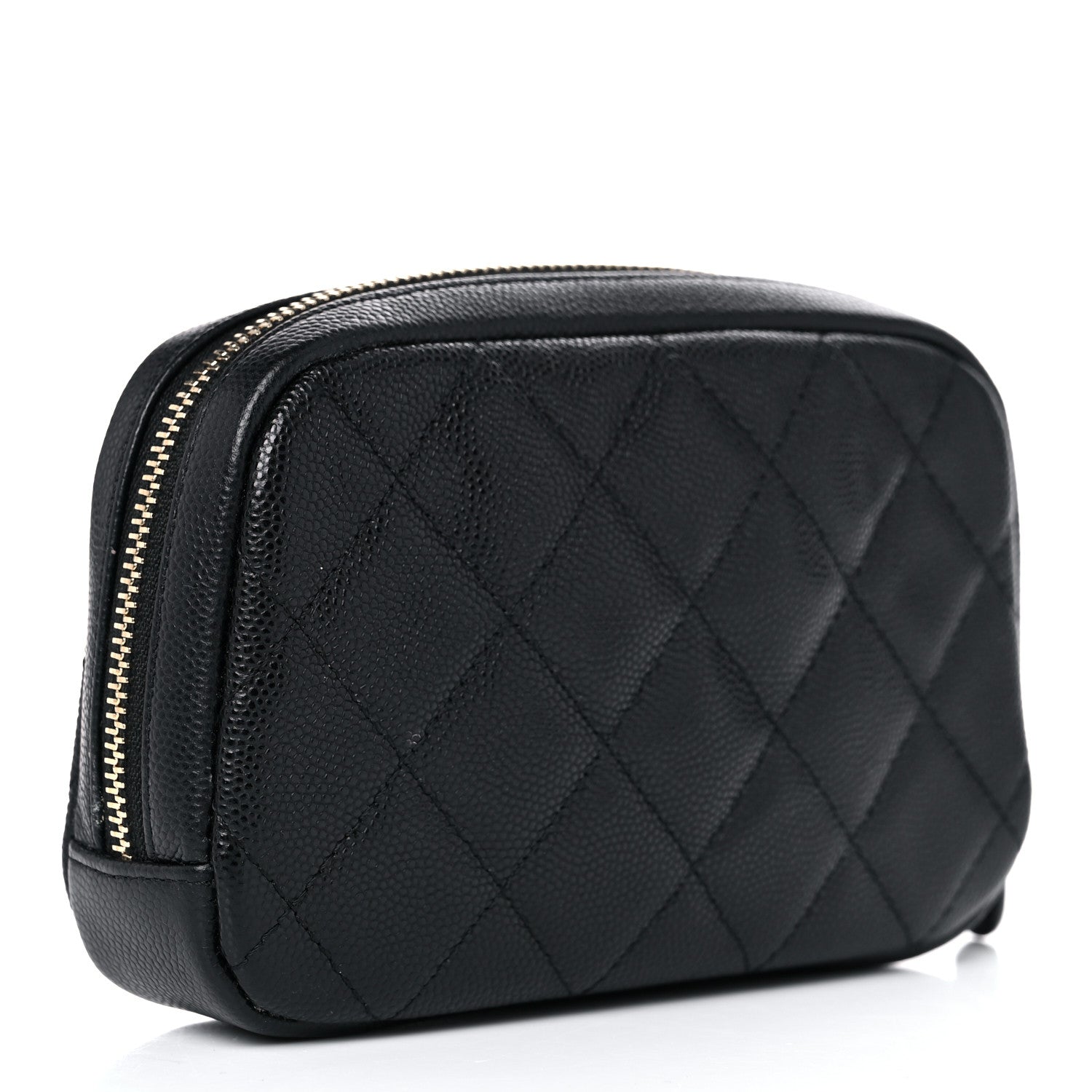 Chanel Caviar Quilted Small Curvy Pouch Cosmetic Case Black 3 of 11