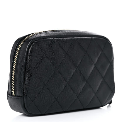 Chanel Caviar Quilted Small Curvy Pouch Cosmetic Case Black 3 of 11
