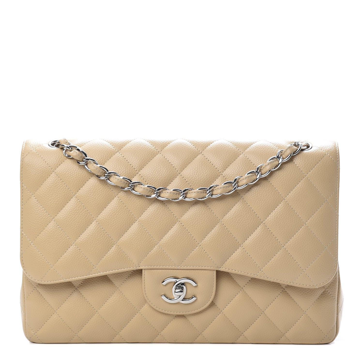 Chanel Caviar Quilted Jumbo Double Flap Beige Clair 1 of 16