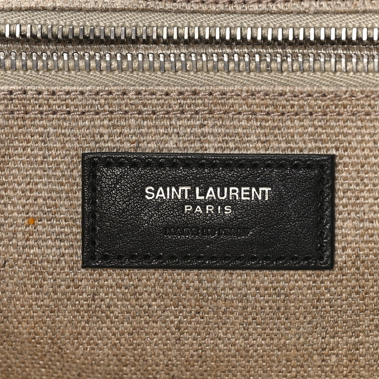 Saint Laurent Linen Calfskin Small Rive Gauche Tote Greggio Natural 6 of 8