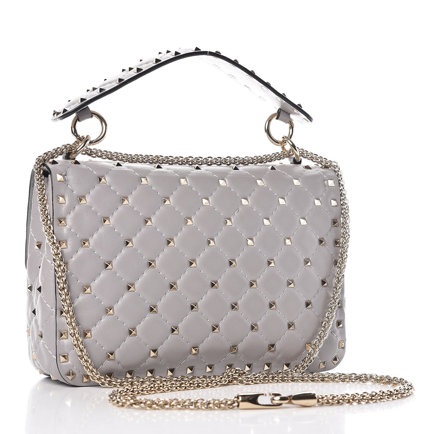 Nappa Medium Rockstud Spike Shoulder Bag Grey