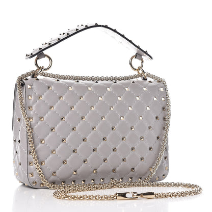 Valentino Garavani Nappa Medium Rockstud Spike Shoulder Bag Grey 3 of 14