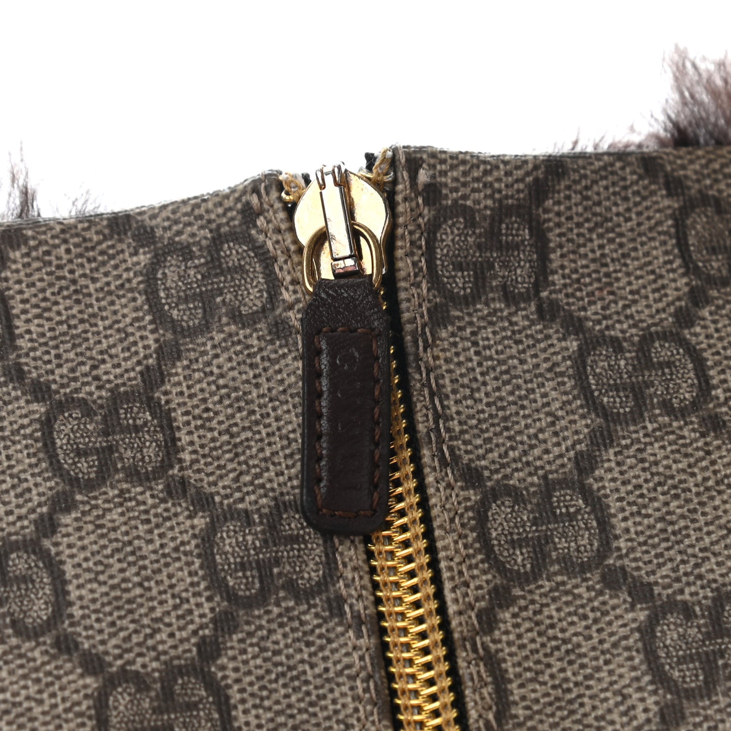 GG Plus Monogram Rabbit Fur Boots 39 Dark Brown