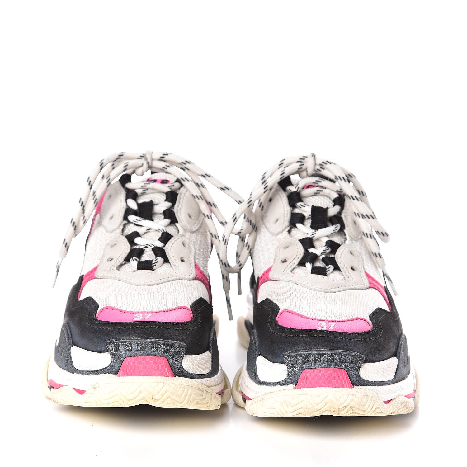 Balenciaga Fabric Mesh Womens Triple S Sneakers 37 Rose Fluo Black White 2 of 8