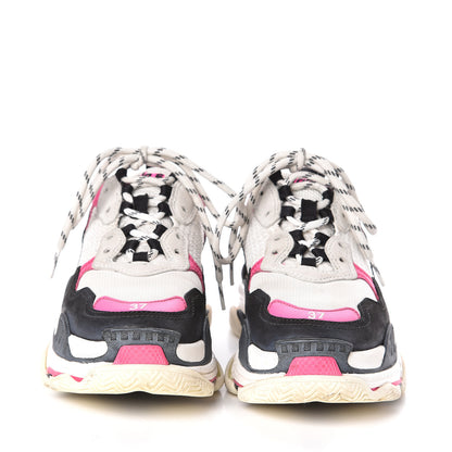 Balenciaga Fabric Mesh Womens Triple S Sneakers 37 Rose Fluo Black White 2 of 8