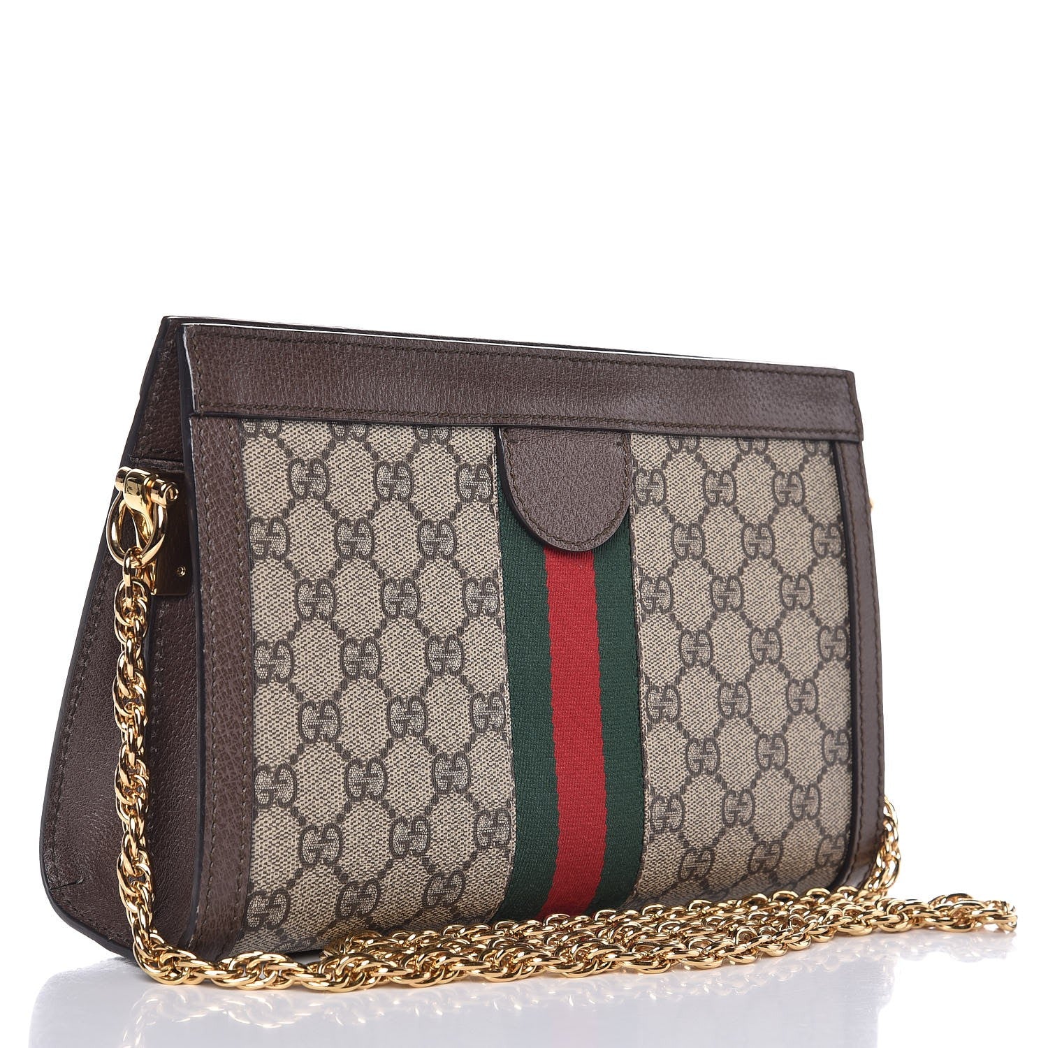 Gucci GG Supreme Monogram Web Small Ophidia Chain Shoulder Bag Brown 3 of 7