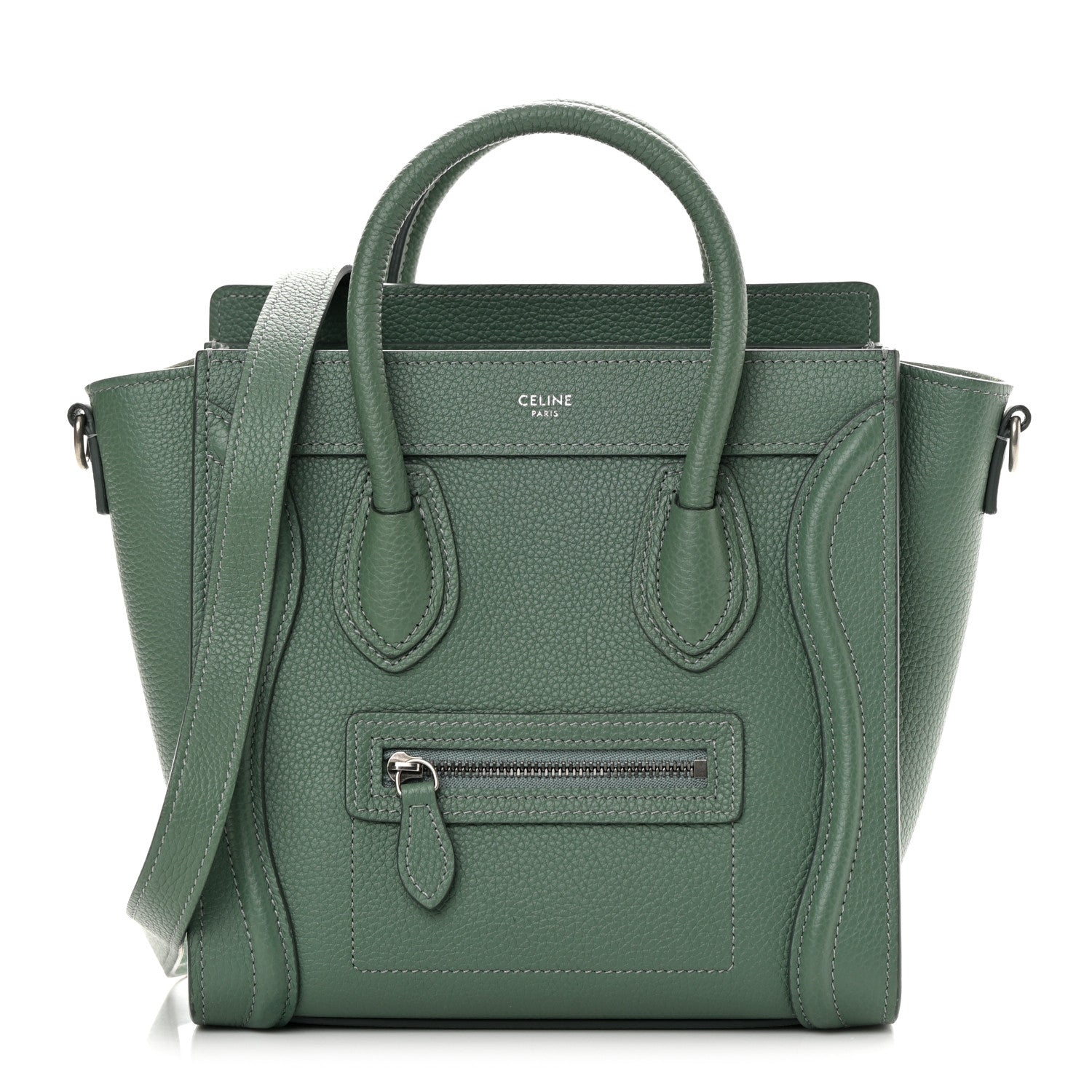 Celine Drummed Calfskin Nano Luggage Celadon 1 of 11