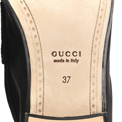 Gucci Suede Calfskin Womens 1953 Horsebit Loafers 37 Black 8 of 9