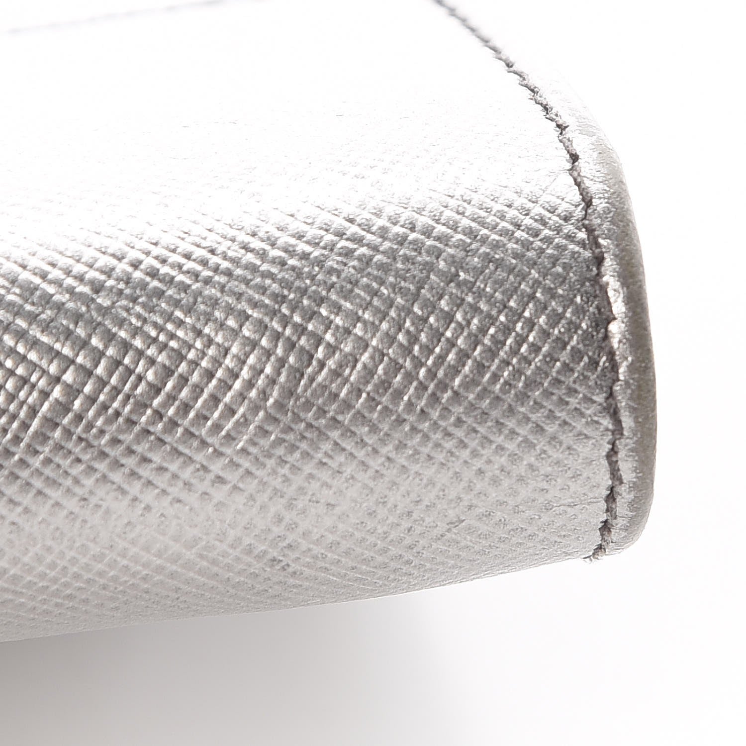 Prada Metallic Saffiano French Flap Compact Wallet Silver 8 of 15