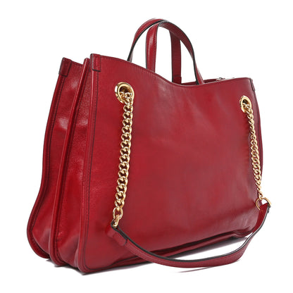 Gucci Patent Calfskin Medium Horsebit 1955 Tote Bag New Cherry Red 3 of 10