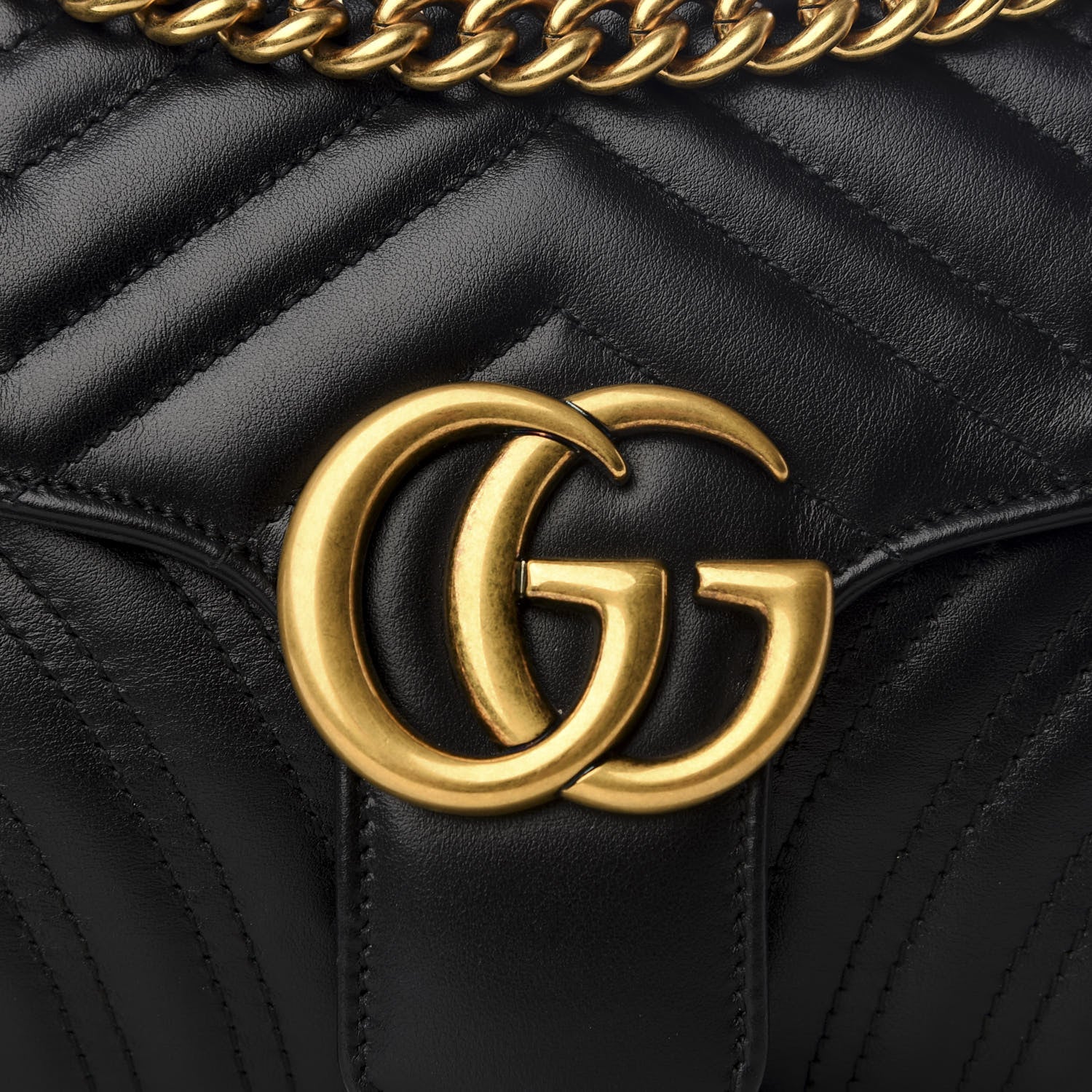 Gucci Calfskin Matelasse Small GG Marmont Shoulder Bag Black 8 of 8