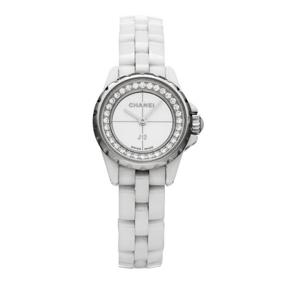 Chanel Stainless Steel Ceramic Diamond Bezel 19mm J12 Quartz Watch White 1 of 4
