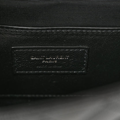 Saint Laurent Grain De Poudre Textured Mixed Matelasse Triquilt Small Monogram Monochrome Satchel Black 6 of 9