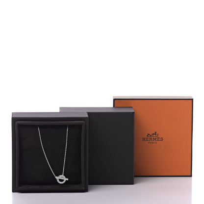 Hermes 18K White Gold Diamond Finesse Pendant Necklace 7 of 7
