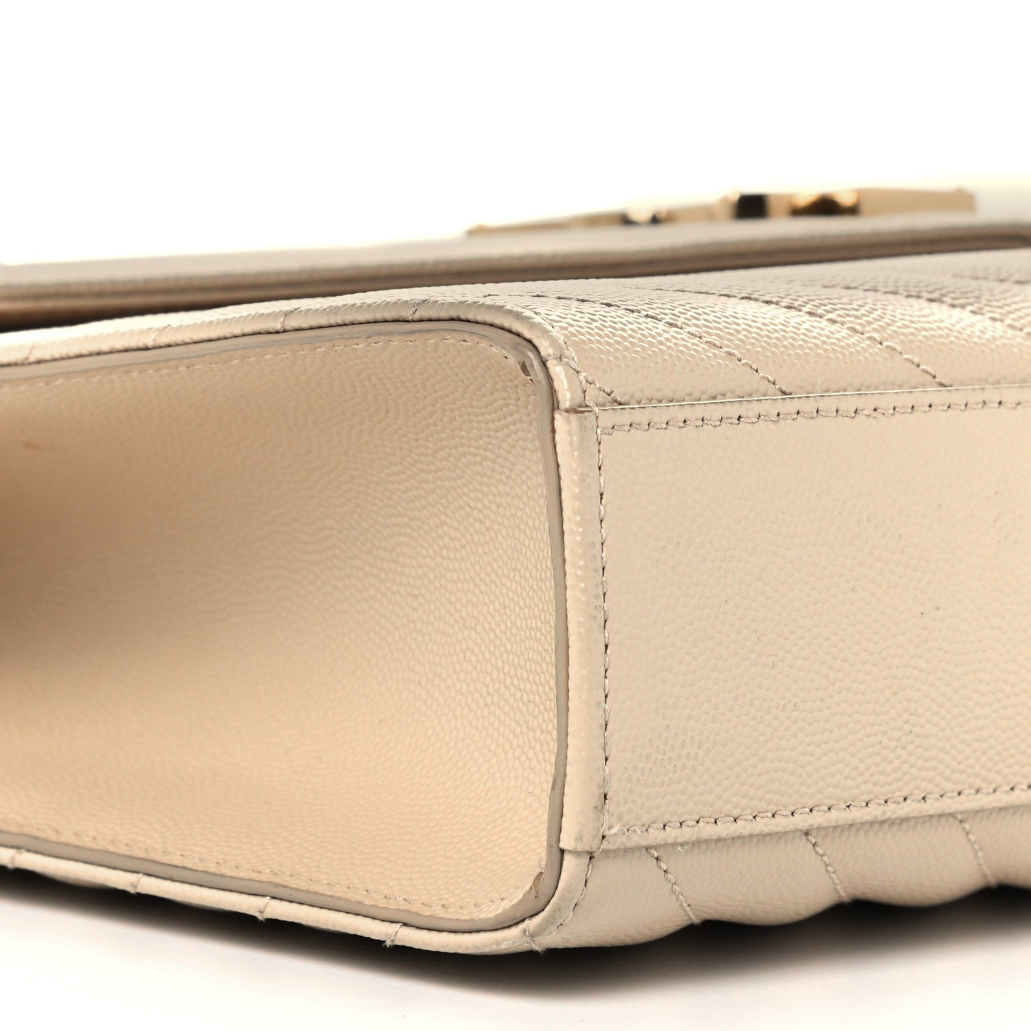 Saint Laurent Grain De Poudre Matelasse Chevron Large Monogram Satchel Nude Powder 10 of 11