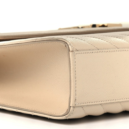 Saint Laurent Grain De Poudre Matelasse Chevron Large Monogram Satchel Nude Powder 10 of 11