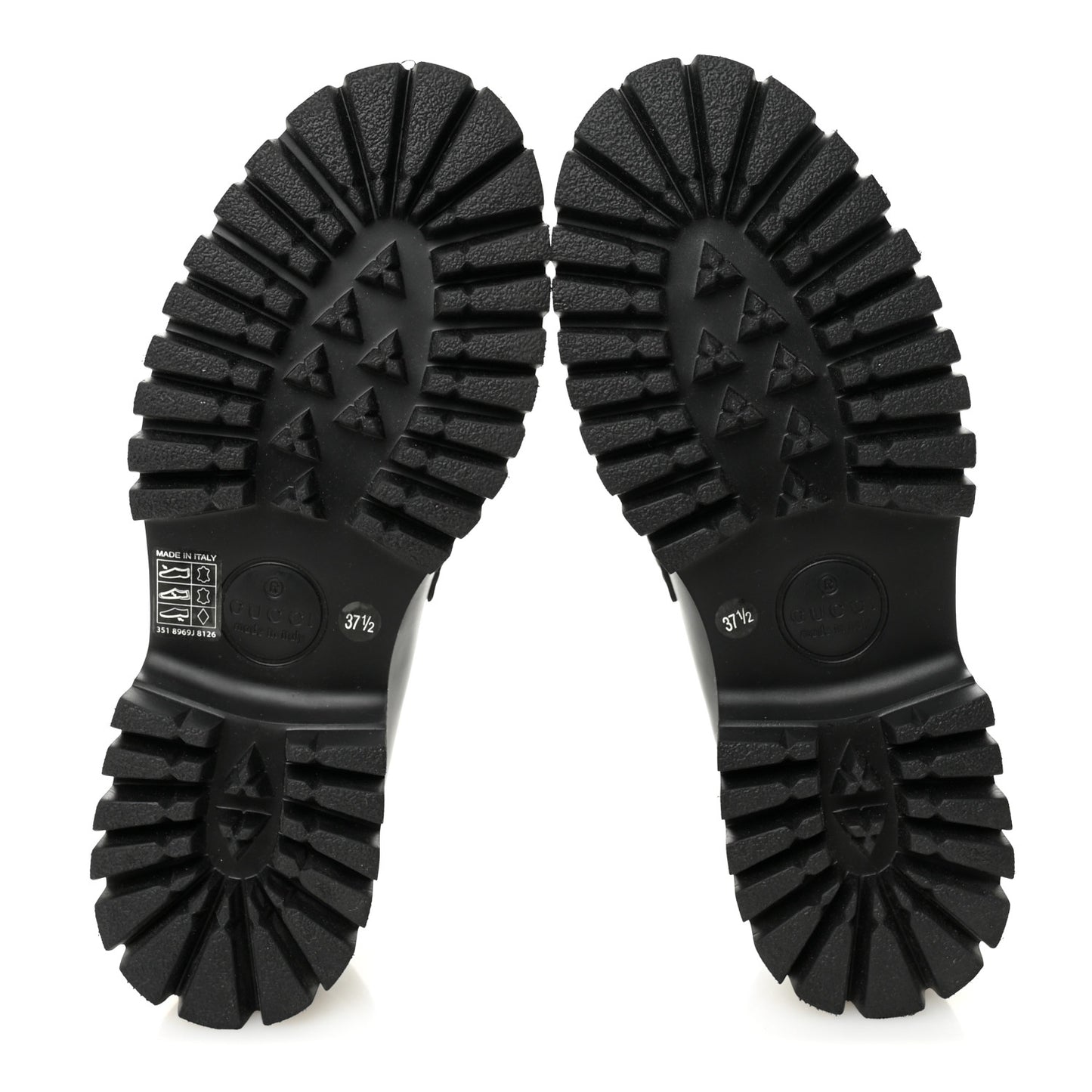 Calfskin Crystal Womens Horsebit Platform Lug Sole Loafers 37.5 Black