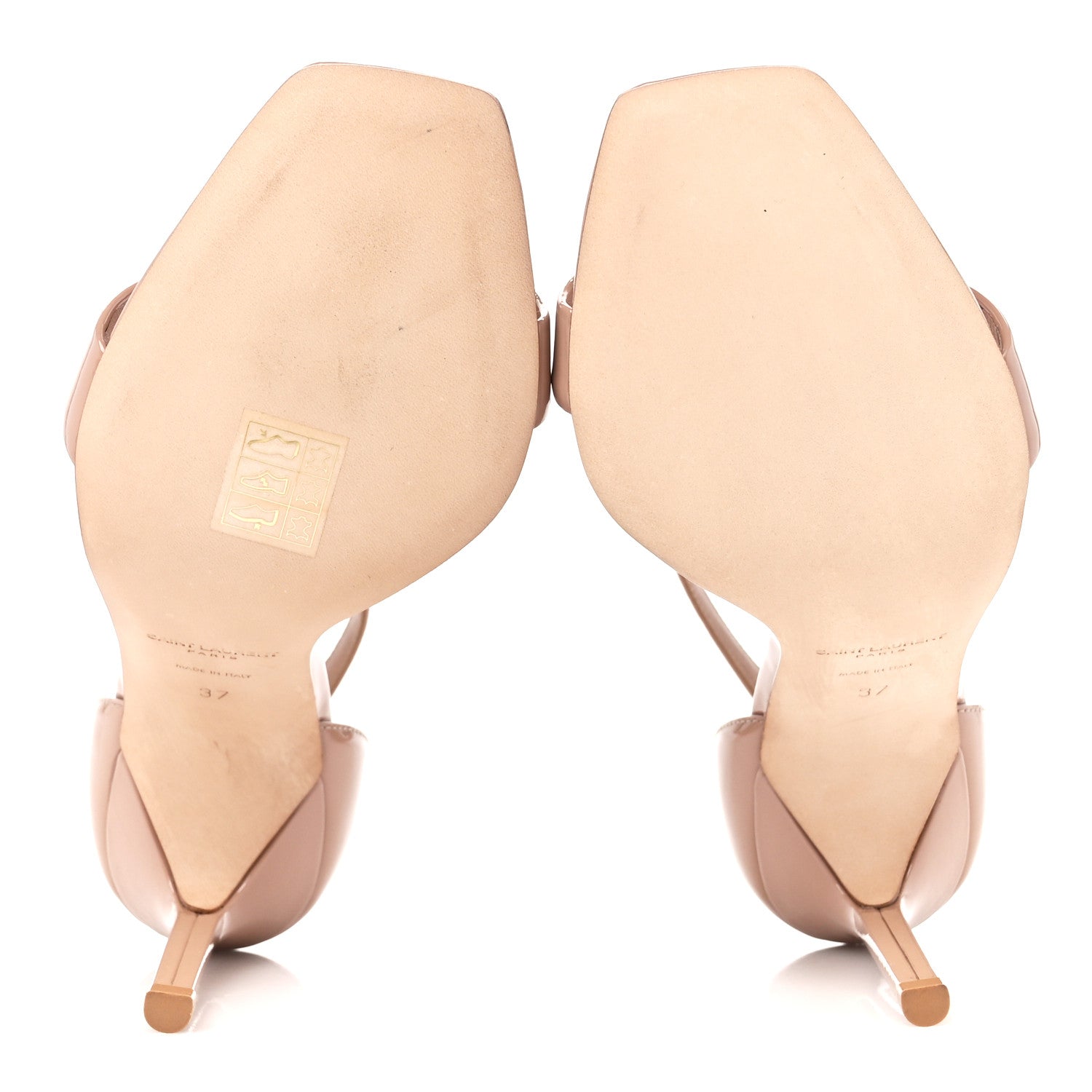 Saint Laurent Patent Calfskin Amber 105 Ankle Strap Sandals 37 Nude 5 of 9