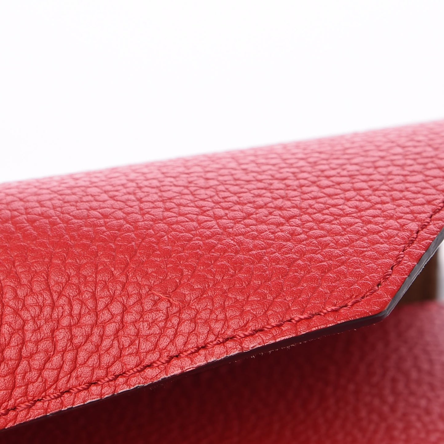 Grained Calfskin Small Milla Clutch Ruby Red