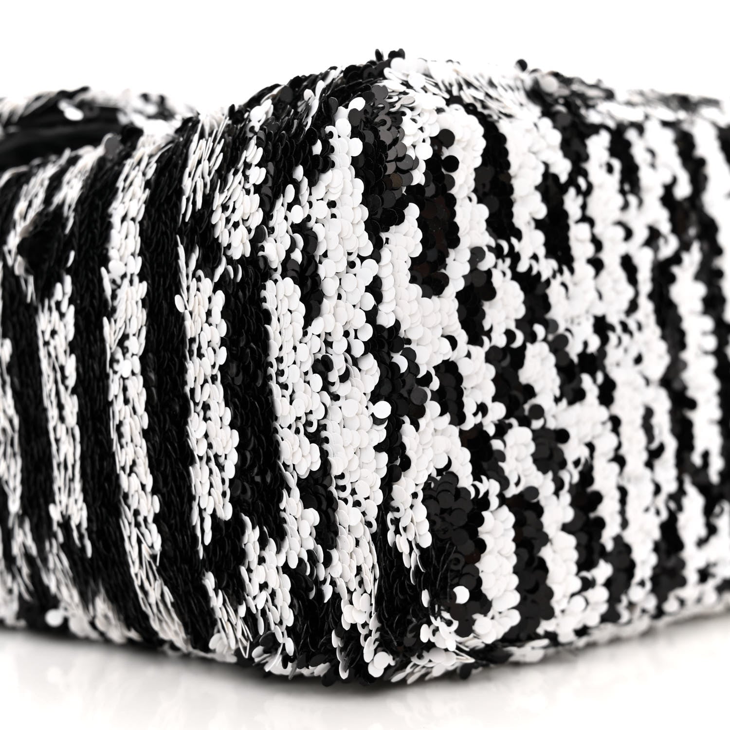 Chanel Sequin Embroidered Medium Flap Black White 10 of 12