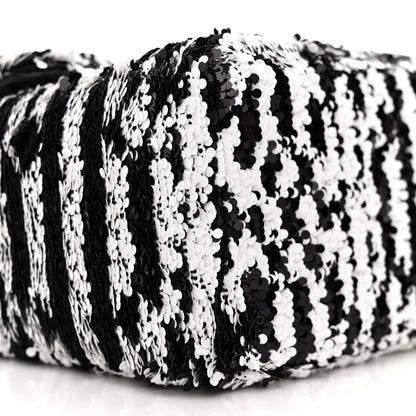 Chanel Sequin Embroidered Medium Flap Black White 10 of 12