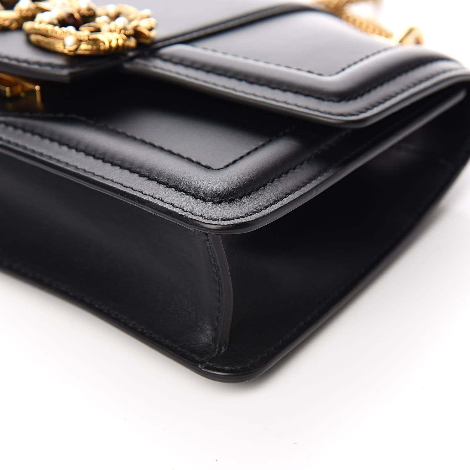 Dolce & Gabbana Smooth Calfskin Small DG Amore Envelope Bag Black 8 of 9