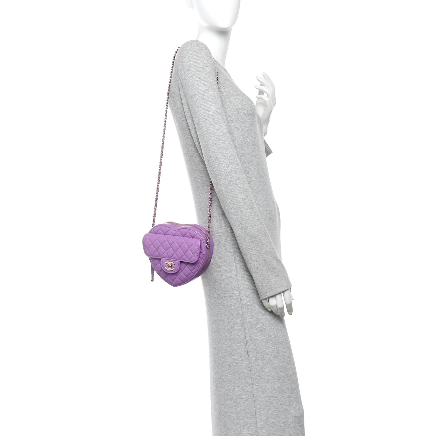 Lambskin Quilted CC In Love Heart Bag Purple