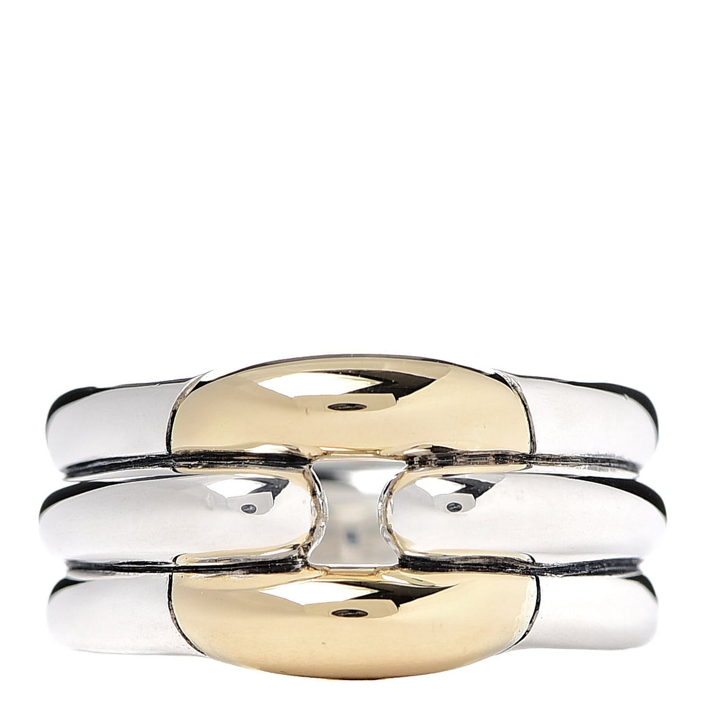 Sterling Silver 18K Yellow Gold Thoroughbred Cushion Link Ring 54 7
