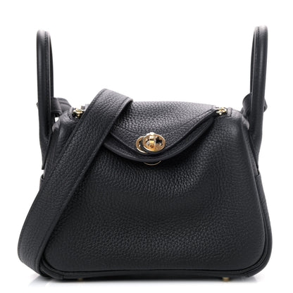 Hermes Taurillon Clemence Mini Lindy 20 Black 1 of 4