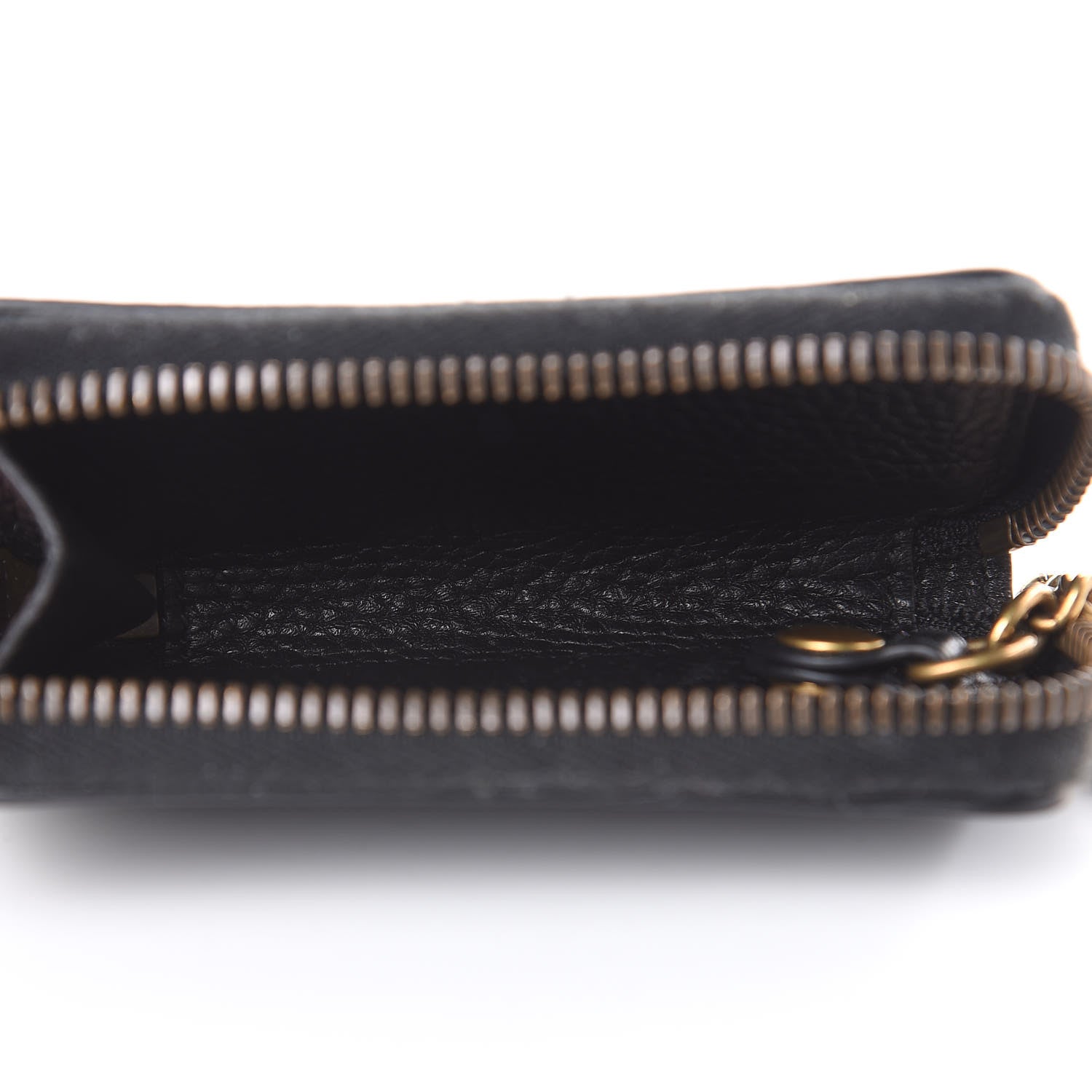 Gucci Pebbled Calfskin Blind For Love Animalier Zip Around Key Case Black 5 of 8