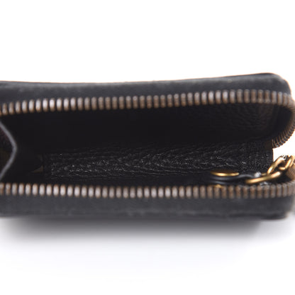 Gucci Pebbled Calfskin Blind For Love Animalier Zip Around Key Case Black 5 of 8