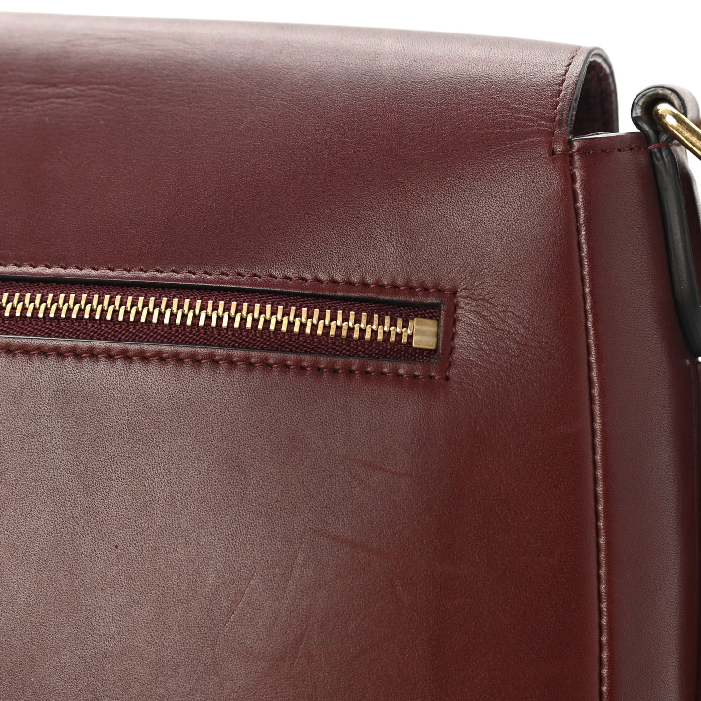 Natural Calfskin Trotteur Messenger Bag Burgundy
