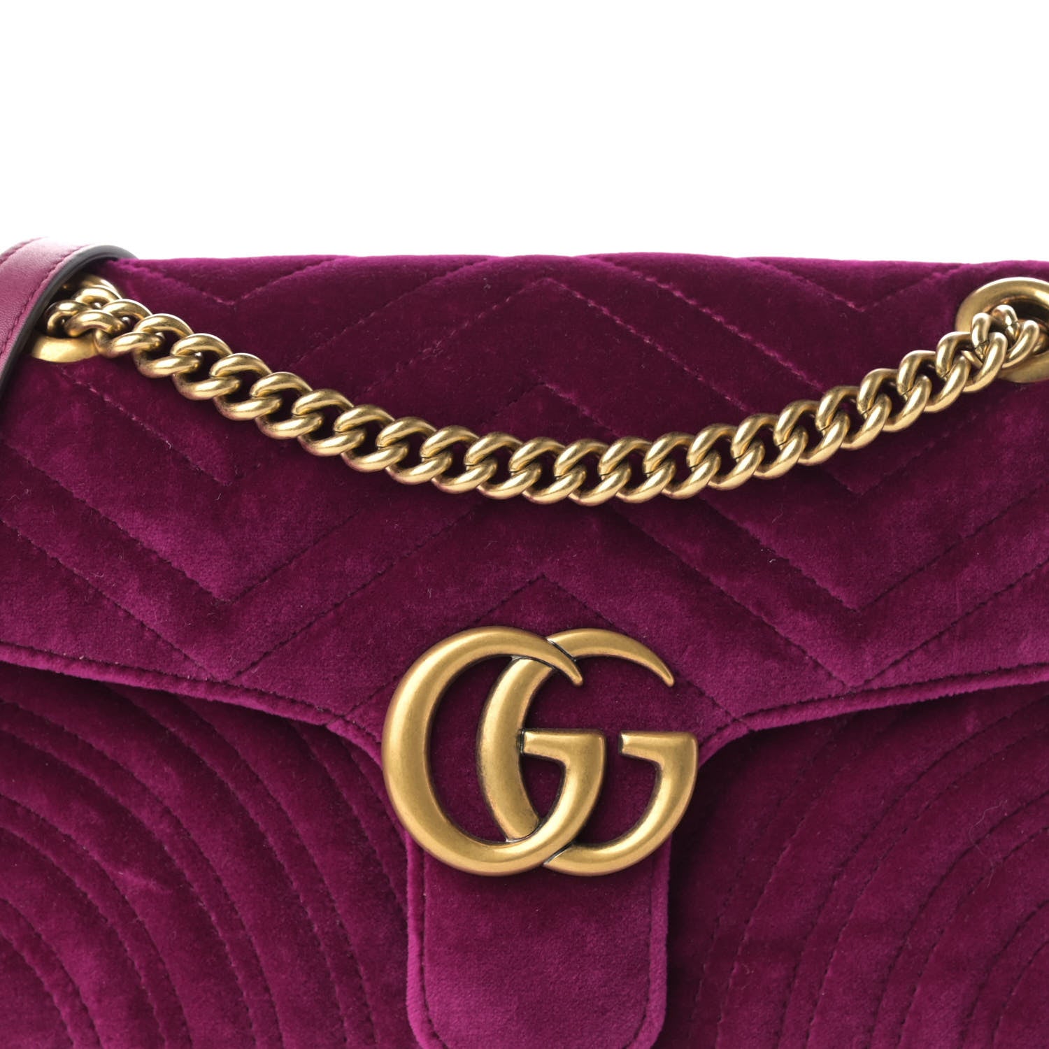 Gucci Velvet Matelasse Small GG Marmont Shoulder Bag Fuchsia Violet Cyclamen 8 of 10