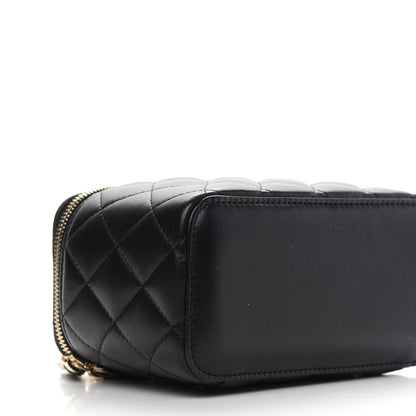 Chanel Lambskin Quilted Pearl Crush Small Vanity Case With Chain Black 8 of 9
