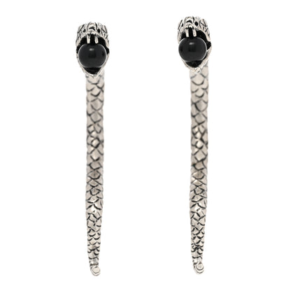 Saint Laurent Brass Bead Snake Earrings Silver 1 of 6