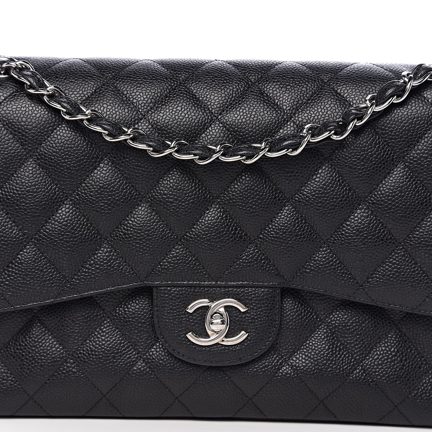 Caviar Quilted Jumbo Double Flap Black