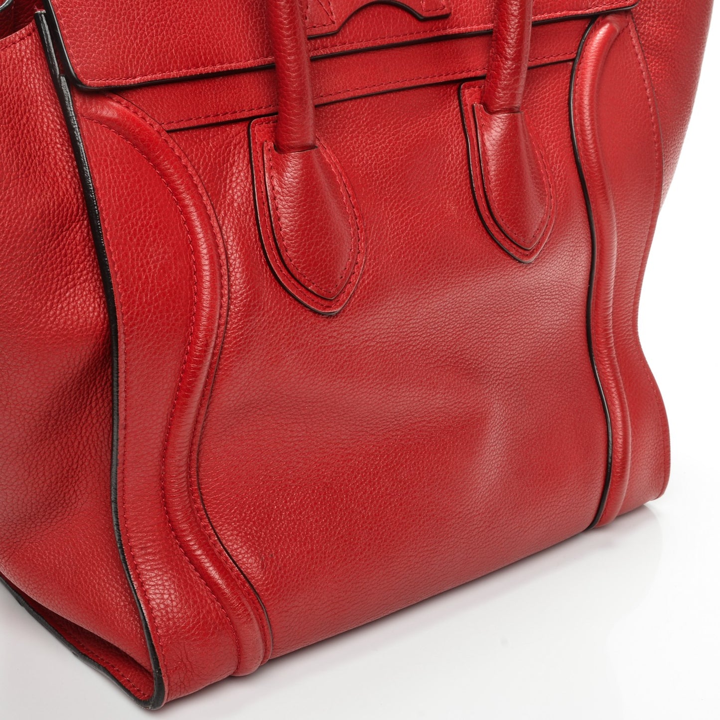 Drummed Calfskin Mini Luggage Coquelicot