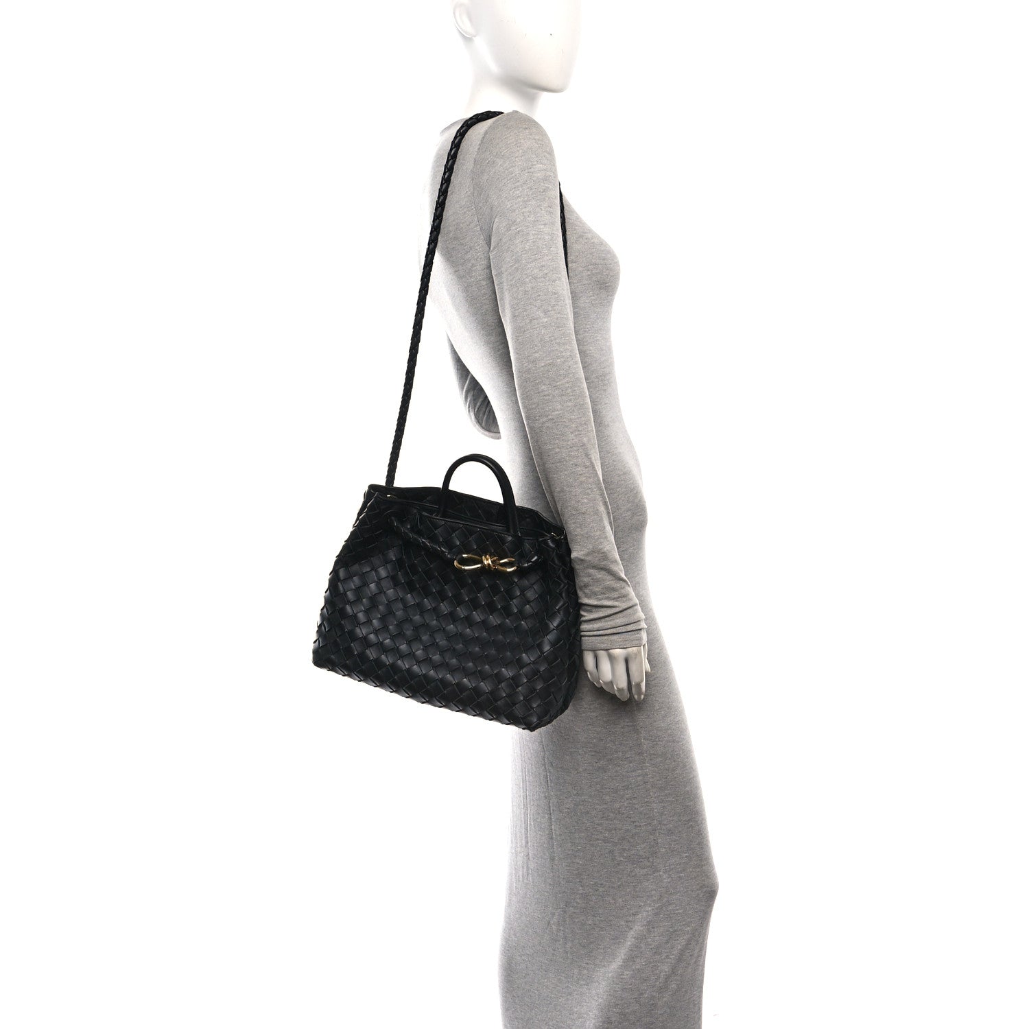 Bottega Veneta Nappa Intrecciato Medium Andiamo Shoulder Bag Black 2 of 9