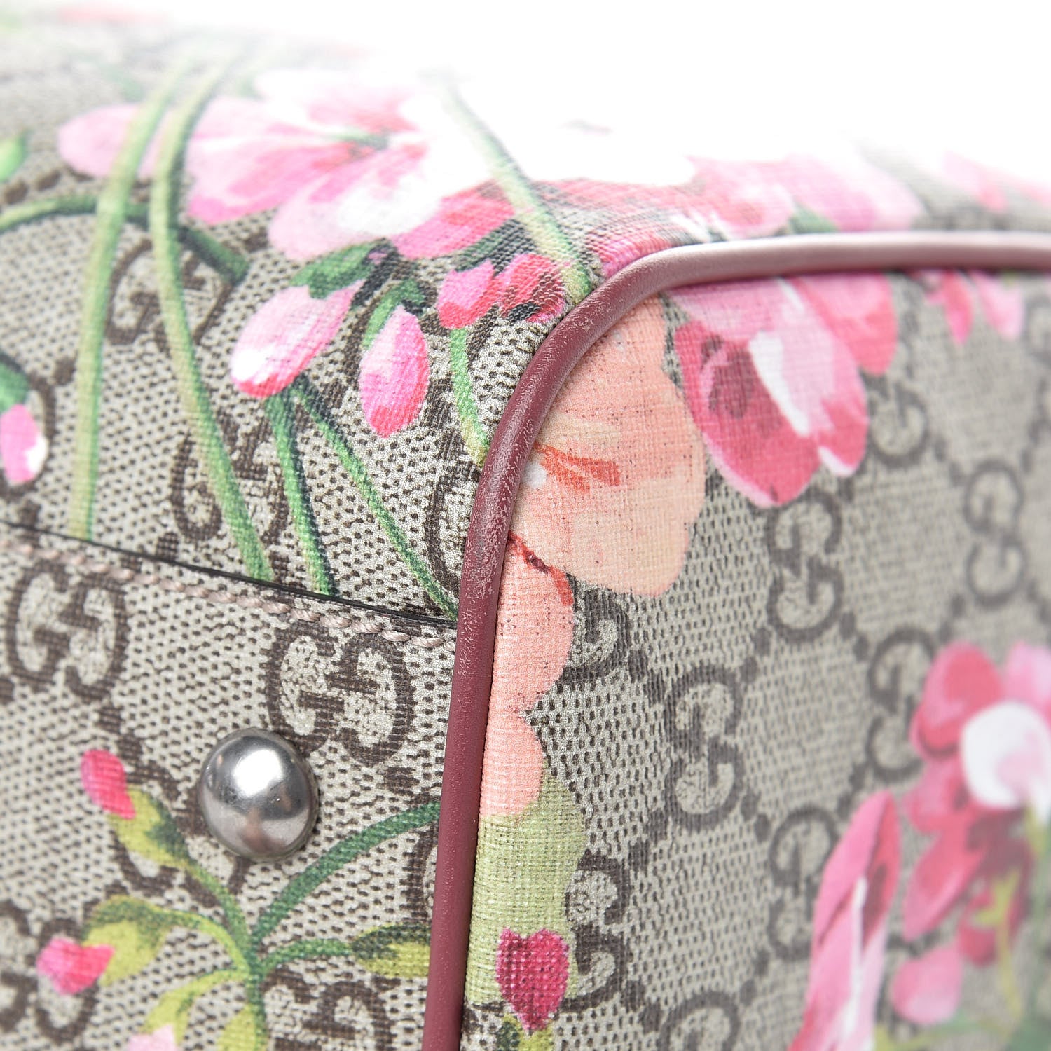 Gucci GG Supreme Monogram Blooms Medium Boston Beige Multicolor Dry Rose 10 of 12