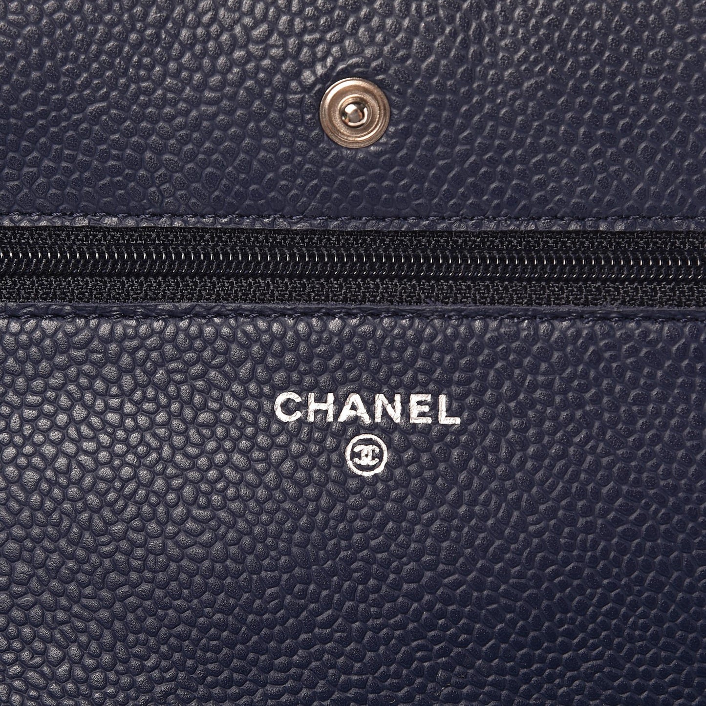 Caviar Quilted Wallet On Chain WOC Navy Blue